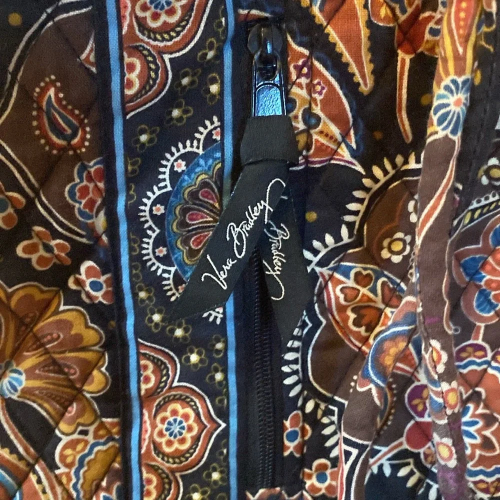 Vera Bradley Kensington paisley brown drawstring backpack book bag purse retired